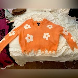 Orange floral crop sweater🧡🧡